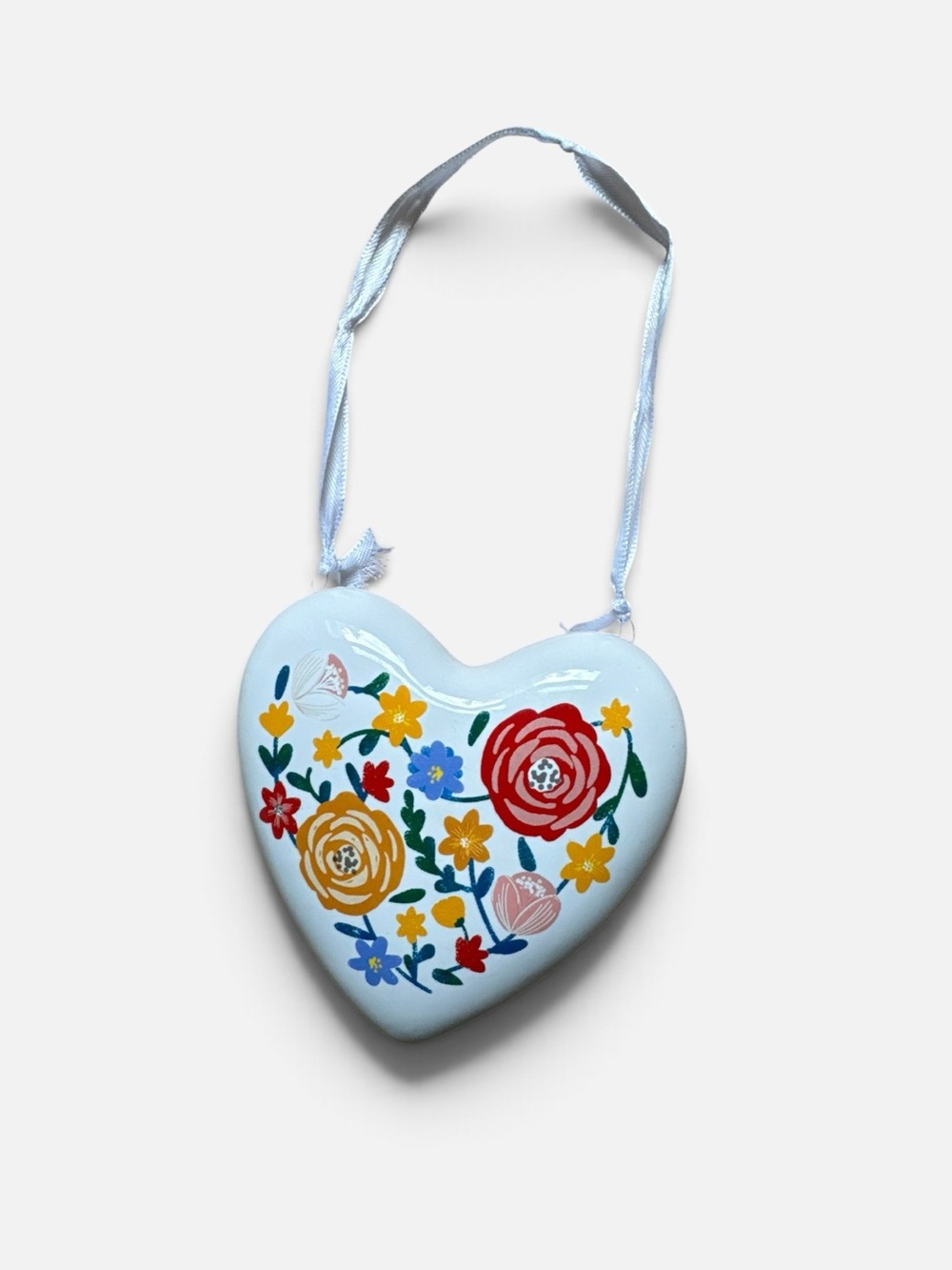 ❤️VTG Inspired Ceramic Floral Boho Hanging Decor Accent Ornament Heart